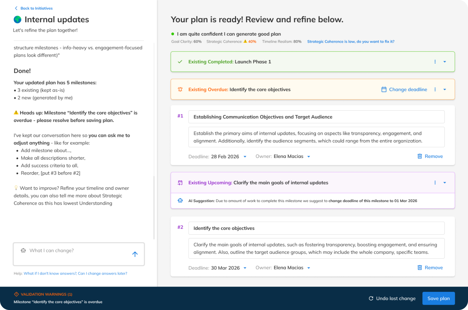 AI Milestone Planner - Step 3: Review before you commit